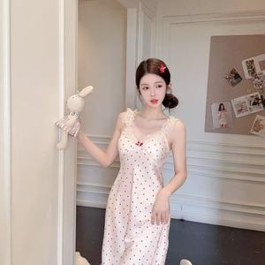 Chemise de nuit camisole à motif cœurs pour femme, sans manches, en satin, imprimé cœurs rouge et noir, vêtement de détente pour la maison, en soie glacée lisse - Product Image 3