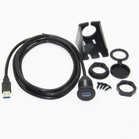 Bochara USB 3,0 macho a USB 3,0 hembra Cable de extensión con Panel de montaje empotrado para coche camión barco motocicleta 1m 2M