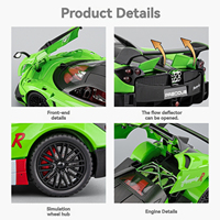 Coches de juguete de metal a escala 1:24, modelo de aleación Pagani Huayr versión de carreras, puertas que se abren, coche de juguete de metal para coleccionar y decorar.