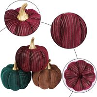 3 Pcs Décorations de Thanksgiving Grandes Citrouilles Artificielles, Centres de Table d'Automne Vert Marron Violet, Décorations d'Automne