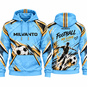 <b>Orange</b> Custom <b>Men</b>’s Soccer <b>Hoodie</b> 320 GSM 100% Polyester Breathable Fabric Premium Football Training <b>Hoodie</b> For Players - Product Image 3