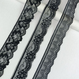 تخفيضات كبيرة سوداء ضيقة تمتد دنة/نايلون الأزهار الدانتيل الفرنسي تريم التقليدية خمر النمط الملابس الداخلية - Product Image 2