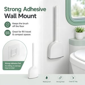 Bathroom Toilet <b>Scrubbing</b> <b>Brush</b> Set with Wall-Mounted Holder Stand Stainless Steel & Plastic Eco-Friendly - Product Image 2