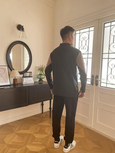 Chemises pour hommes personnalisées de haute qualité à manches courtes, motif uni, anti-plis, coupe ajustée, en jersey de coton durable, vente en gros - Product Image 5