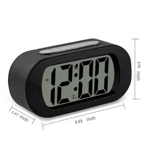 Jam Alarm lampu latar Digital layar LCD besar, Jam Alarm dengan lampu latar, lampu belakang, Sensor lampu malam bepergian, Alarm, samping tempat tidur, Timer, Jam Alarm