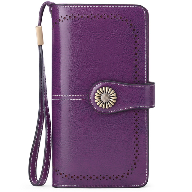 Fashion Texture Women's Wallet High Quality RFID Anti Theft Leather Wallet Women's Long Multi Card Wrist Bag