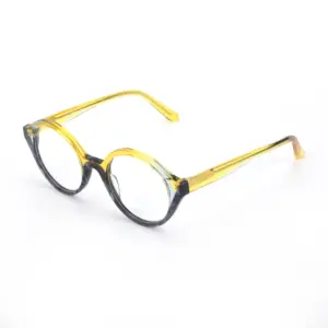 亲爱的醋酸黄色圆形眼镜批发纤维眼镜架热卖定制标志眼镜醋酸金属铰链