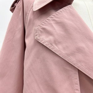 Manteau long élégant pour femme, <span class=keywords><strong>rose</strong></span>, style <span class=keywords><strong>trench</strong></span>, double boutonnage, ceinture ajustable, coupe classique. - Product Image 3
