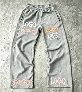 Pantalones Deportivos Holgados de Felpa Francesa de Algodón Grueso, Estilo Streetwear, con Efecto Desgastado por el Sol, para Hombre - Product Image 3