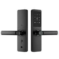 Serrure de porte intelligente sans clé numérique Tuya WiFi en alliage d'aluminium avec contrôle par application et empreinte digitale, compatible 9 langues, pour porte en aluminium