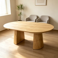 Table de salle à manger ronde fabriquée en Espagne, style nordique, table en bois pour la maison, prête à l'exportation