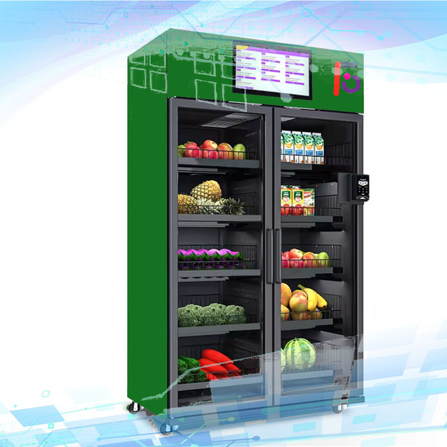 24-Hour Automatic Self Service Fresh Fruit Vegetables Vending Machine Smart Fridge AI Vending Machine with Dual Camera