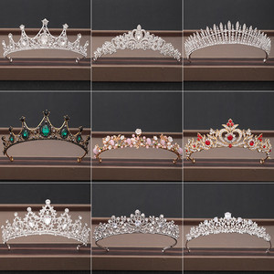 2025 nueva venta al por mayor Boda nupcial coronas de diamantes de imitación oro cristal Metal coronas novias niñas niños belleza Queens precios baratos - Product Image 1