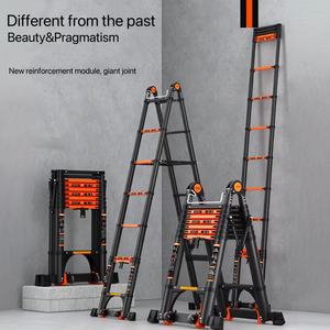 铝制伸缩式可折叠6级现代梯子，承重150公斤，加厚设计，适用于多功能工程使用 - Product Image 2
