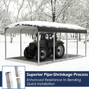 Abri de voiture <span class=keywords><strong>en</strong></span> métal, auvent de voiture robuste avec structure et toit <span class=keywords><strong>en</strong></span> acier galvanisé, abri de garage pour pick-up, camion, bateau - Product Image 4