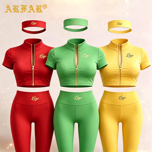 Nuova Collezione 2026: Set da Palestra di Lusso <span class=keywords><strong>per</strong></span> <span class=keywords><strong>Donna</strong></span>, Giacca Crop Personalizzabile e Leggings Yoga, 3 Pezzi - Product Image 2