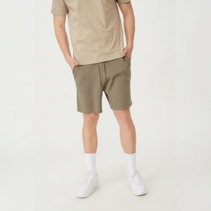 Pantalones Cortos Bermuda de Algodón Tejido de Color Liso para Hombre con Cordón en la Cintura y Bolsillos, Estilo Casual, Corte de Tiro Medio, Transpirables y Ecológicos - Product Image 1
