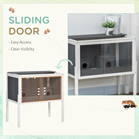 Cage surélevée en bois pour hamster, nichoir pour petits animaux avec grand panneau de vue avant, cachette intégrée, support surélevé pour habitat animalier