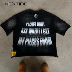 Nextide Fábrica Direta 100% Algodão T-Shirt Acid Wash Heavyweight DTG Streetwear Box Fit Cropped Gota Ombro Design Nenhum MOQ - Product Image 2