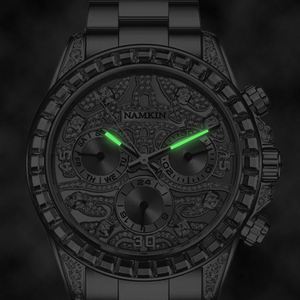 Montres mécaniques automatiques pour hommes d'affaires, chronographe de luxe personnalisé avec diamants - Product Image 5