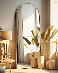 Miroir sur pied grand format de luxe moderne avec cadre en alliage <span class=keywords><strong>d</strong></span>'aluminium cintrée, idéal pour hôtels, salles de bain et <span class=keywords><strong>d</strong></span>écoration intérieure - Prix de gros - Product Image 5