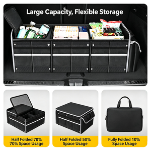 Organisateur de coffre de voiture pliable avec compartiment isotherme pour aliments, boissons, équipement de <span class=keywords><strong>camping</strong></span> et aventures en plein air - Product Image 2