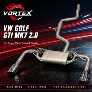 ท่อไอเสียแคทแบคสแตนเลส Vortex พร้อมวาล์ว สำหรับรถยนต์ VW Golf GTI MK7 2.0T EA888 ปี 2015-2020 ปลายท่อคู่โครเมียม วาล์วอิเล็กทรอนิกส์ - Product Image 1