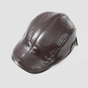 Automne hiver hommes chaud thermique épaissi PU béret chapeau avec protection des oreilles pour le cyclisme et la conduite - Product Image 6