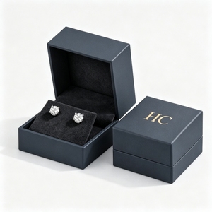 Premium Earring Stud Hinged Box with Velvet Insert Foil Stamping Logo Branded Jewelry Packaging <b>Case</b> Bulk Factory Direct Sale - Product Image 1