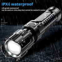 Lampe torche LED tactique de camping rechargeable par USB, lanterne télescopique à zoom EDC 2026 avec 3 modes d'éclairage