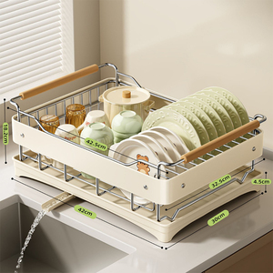 Égouttoir à vaisselle en acier inoxydable blanc 2026 pour évier de cuisine, support de rangement pour assiettes et ustensiles - Product Image 5