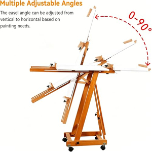 Chevalet de studio professionnel double face STELLAR PATH, hauteur réglable, 98 pouces, en bois de hêtre, station de peinture mobile bidirectionnelle - Product Image 2