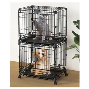 Double Door Pet Cage With Wheels Three Specifications Cats And Rabbits Are Available Dog cage