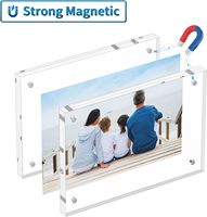 Cadre photo transparent en acrylique magnétique double face, solide, pour table, présentoir d'images