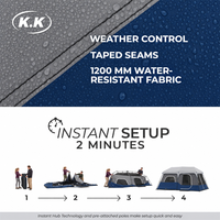 Tente familiale instantanée résistante aux intempéries Kawagebo Kamp (KK) pour 9 personnes, coupe-vent et portable, idéale pour le camping et la randonnée en plein air