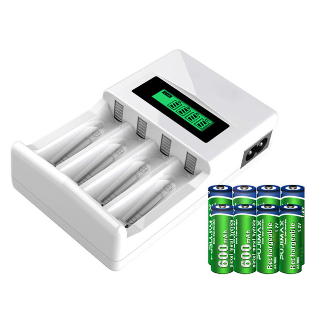 PUJIMAX Intelligent Battery Charger 4slots LCD Display Aa Aaa Rechargeable Battery Charger Ni-mh/ni-cd Batteries Charger Adapter