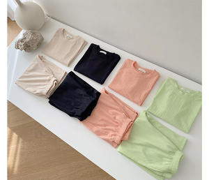 Vêtements pour enfants tendance, ensemble de vêtements pour bébé de haute qualité 2 pièces, ensembles de vêtements pour bébé de couleur unie, mignons - Product Image 4