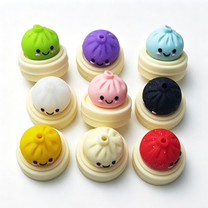 3D Cute Dumpling Silicone Beads with Steamer Basket Base BPA Free Food Grade for DIY Jewelry Making and Baby Teething - Product Image 4