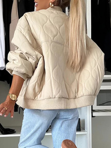 Manteau en coton décontracté à manches longues et boutons pour femmes, couleur unie, hiver, mode - Product Image 5