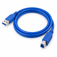 Kabel Printer USB 3.0 USB A Male ke USB B Male Biru PVC Konduktor Tembaga Panjang Kustom untuk Printer Scanner Hard Disk Enclosure