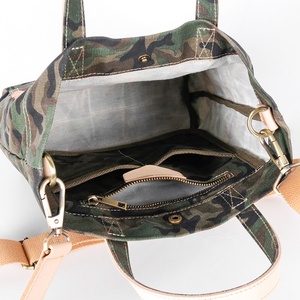 CHANGRONG Custom Women's <strong>Tote</strong> <strong>Bag</strong> <strong>Vintage</strong> Waterproof Waxed Canvas with Camo Print All Seasons Made in CN/GUA Model PCBG0304 - Product Image 3