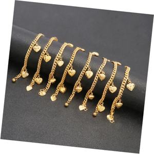 JXX 24K Gold Plated Dubai Chain <b>Bracelet</b> for Women Trendy Heart Shape Brass Bangle for Parties Hot Sale in India - Product Image 1