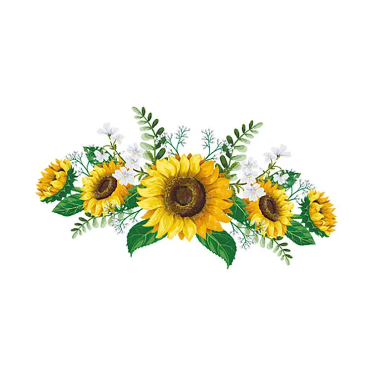 Hot Selling Removable Floral Wall Decals Yellow Daisy Sunflower Wall Stickers for Nursery Kids Room Living Room