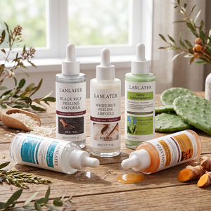 Suero Facial Orgánico Antienvejecimiento con Arroz Fermentado, Cúrcuma, <span class=keywords><strong>AHA</strong></span> y Ácido Hialurónico para Exfoliación Profunda y Aclarado Diario - Product Image 1