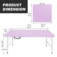 Bureau pliant moderne en PVC, portable, intérieur/extérieur, 3 hauteurs réglables, avec poignée, blanc