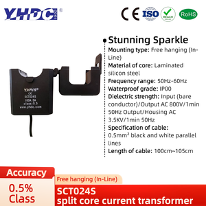 Yhdc sct024s chia lõi hiện tại biến áp 1A/5A đầu ra, 0.5-3% Acc (50-400a), 3.5KV điện môi - Product Image 4