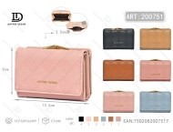 Portafoglio da donna con clip a tre ante, misura media, in microfibra, pelle sintetica, tinta unita - Product Image 1