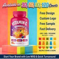 Vitamines gélifiées pour hommes et femmes adultes, soutien quotidien de l'immunité et de l'énergie, compatibles végétaliens, supplément antioxydant, pectine, vitamine C à base de plantes