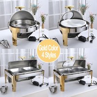 Chauffe-Plat de Luxe en Acier Inoxydable à Couvercle Roulant, Capacité 6/9L, Design Européen, pour Buffet, Hôtellerie et Restauration
