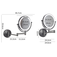 Miroir de salle de bain moderne sur mesure avec éclairage LED, miroir rond pliable et rotatif, grossissant, à fixer au mur, pour le maquillage